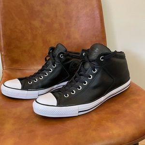 Converse Men's CT High Street Black/White Hi-Top Leather Sneakers